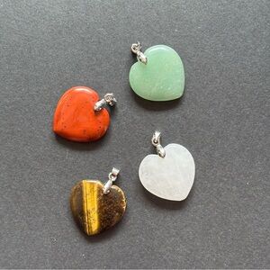 18K Gold Plated Heart Natural Gemstone Pendants | 1 IN